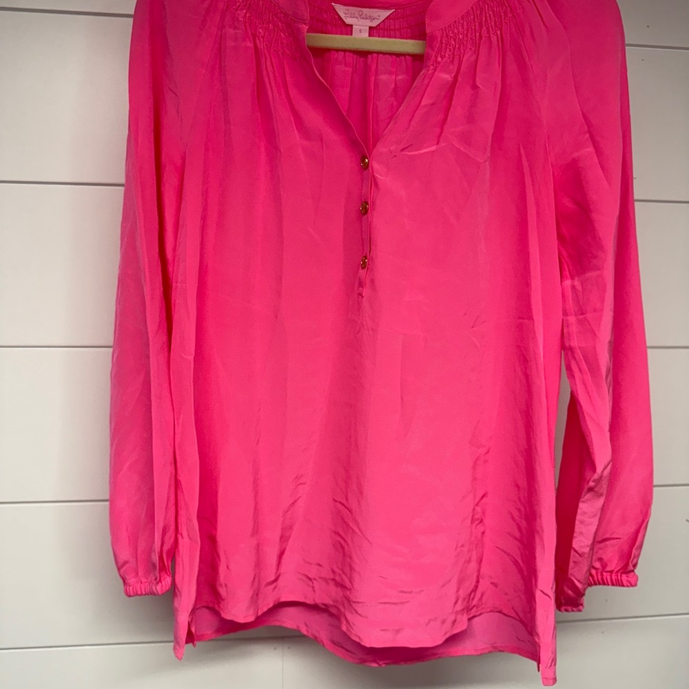 Lilly Pulitzer Pink Long Sleeve Relaxed Blouse